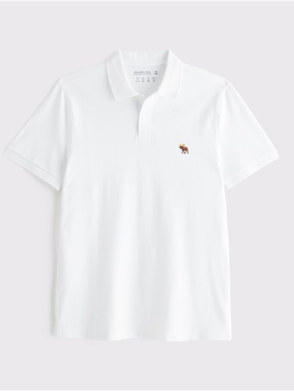 Abercrombie & Fitch White Polo with Embroidered Moose